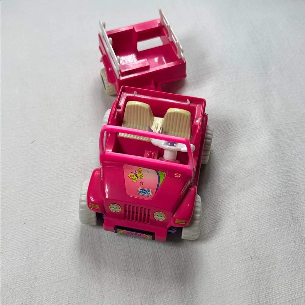 Vintage 1997 Mattel Kelly 5‎ inch Size Pink Power Wheels Jeep & Trailer